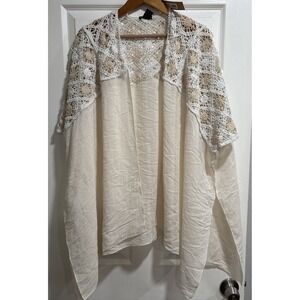 NWT Steve Madden BoHo cottage core Kimono Womens One Size Cream Crochet Oversize